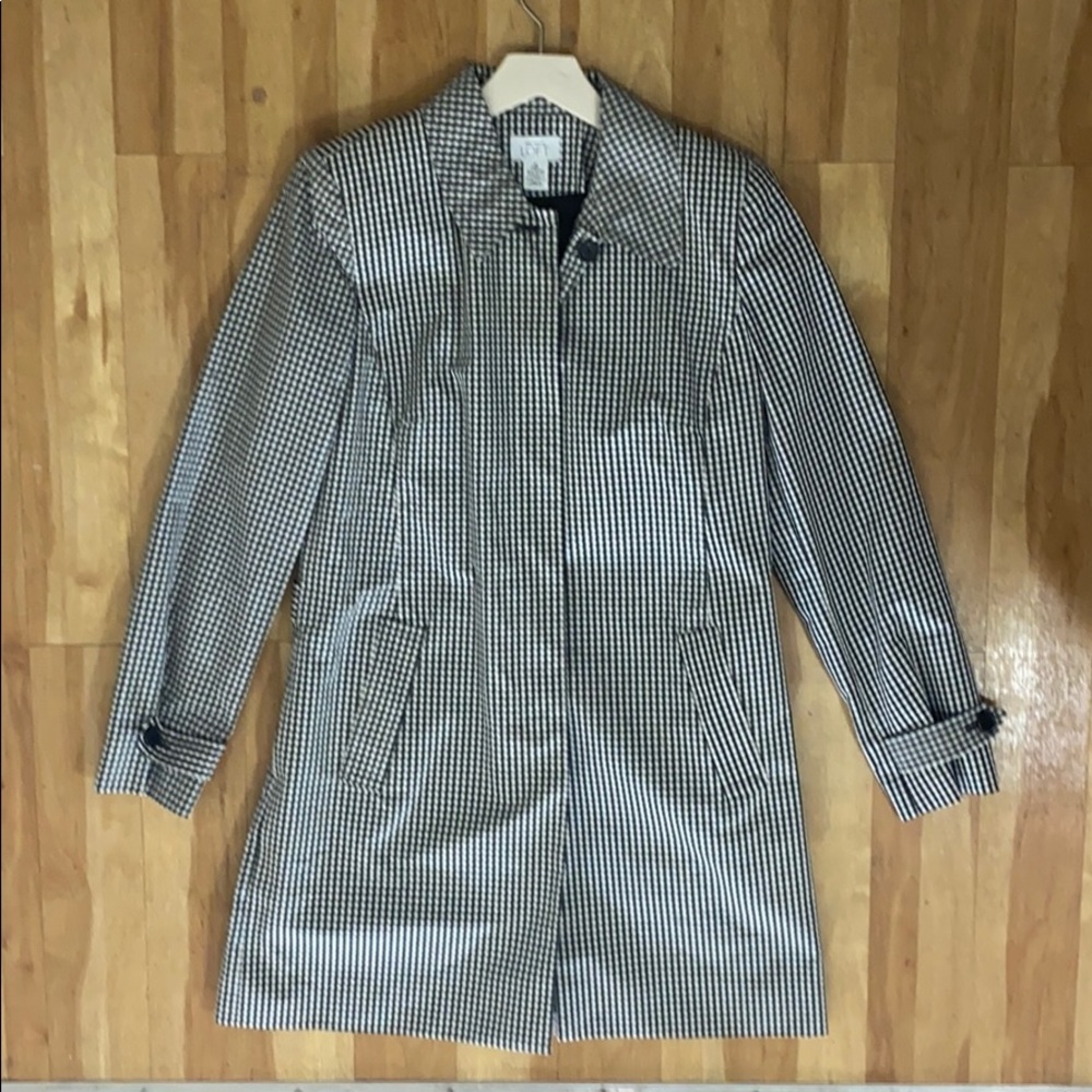 Ann Taylor Loft b/w check rain coat